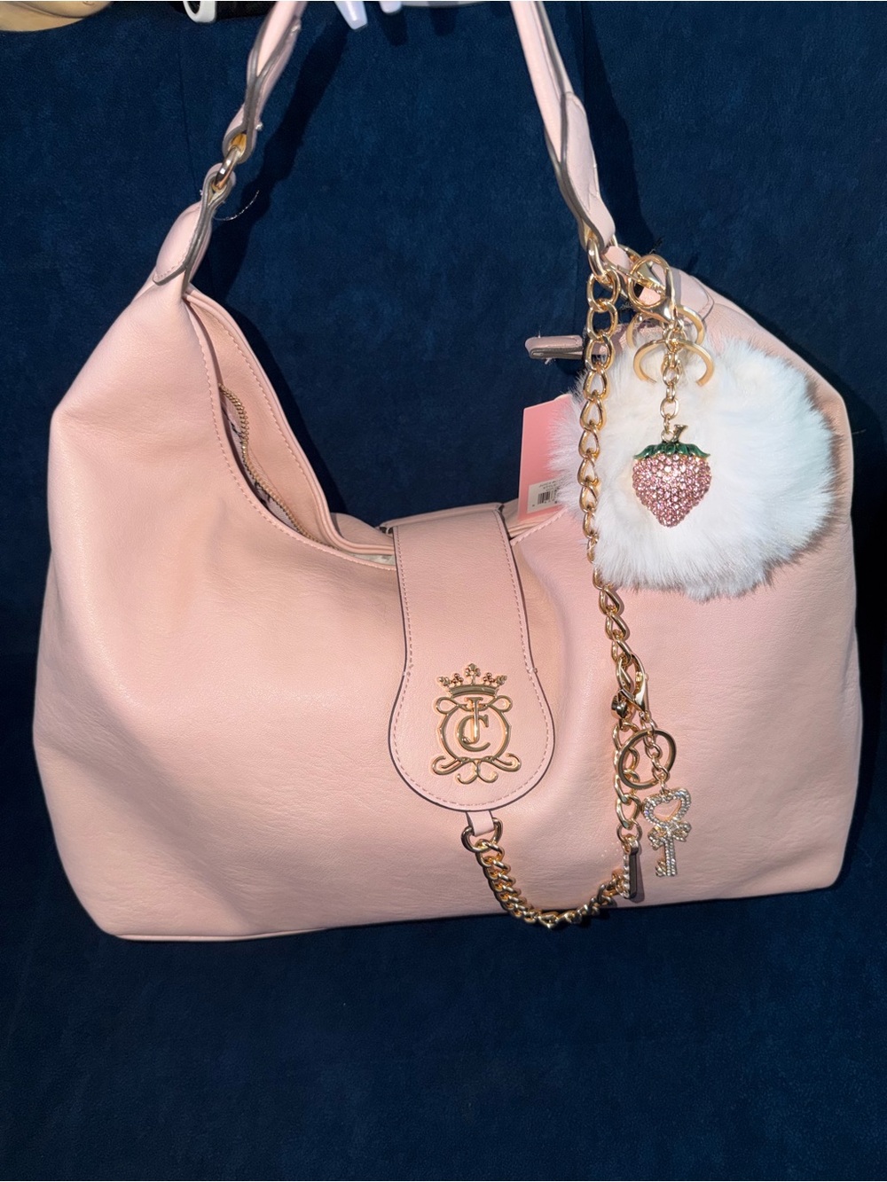 Juicy Couture Blush Pink Shoulder Bag with Gold Hardware large shoulder bag